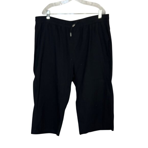 Elastic Waist Shorts Womens Size 3XL Black Drawstring Pockets - Picture 1 of 5